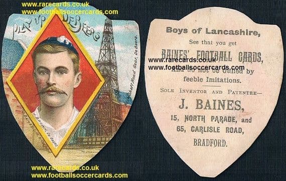 1894 deBeers De Beers mining company cricket rugby team J Brown Baines trade card