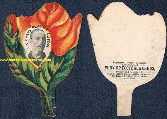 1895 James Jimmy Punch McEwen Luton Town 1st Hatters soccer card, Everton Bury