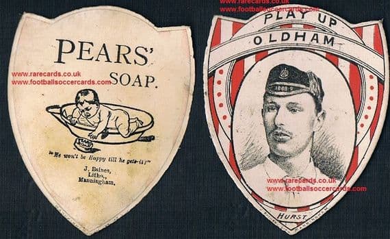 1895 Pears soap card Jack Hurst Oldham top try scorer rugby league 1st season