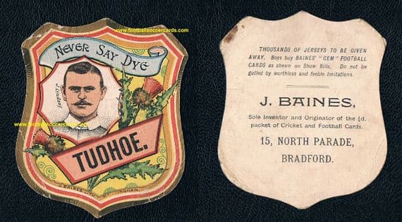 1896 Baines card J Lindsay Tudhoe Spennymore Durham England rugby