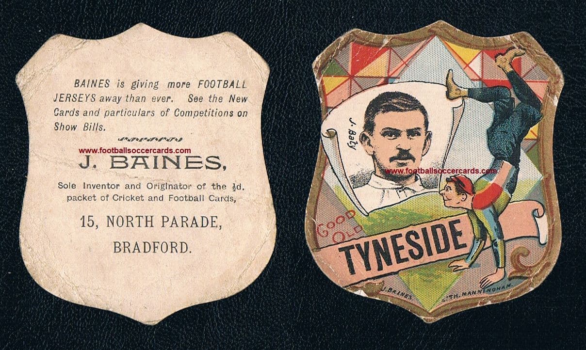 1896 Baines card of J Baty Tyneside Newcastle rugby club