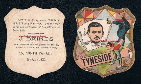 1896 Baines card of J. Baty Tyneside Newcastle rugby club