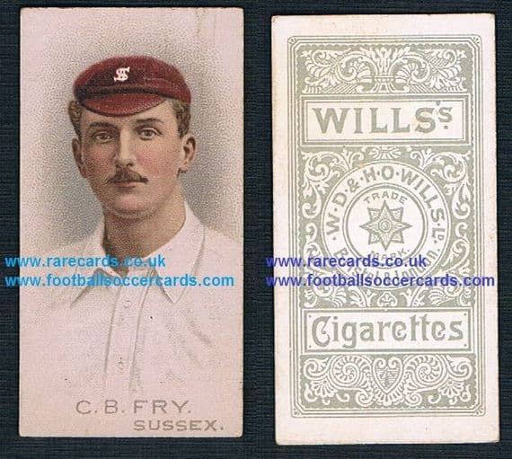1896 THE ROOKIE by Wills Tobacco of legendary soccer star Charles Burgess Fry for Sussex CCC