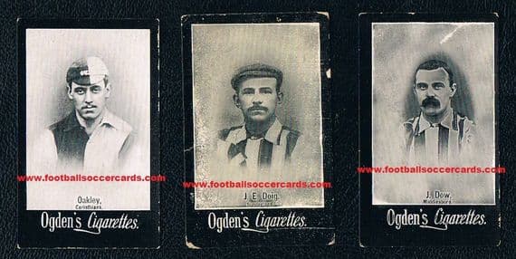 1898 Ogdens cards x3 DR Gow (left Sunderland in 1897) Ned Doig Sunderland, Oakley Corinthians
