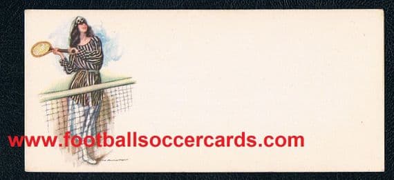 1900 -1910 early tennis card woman player net racquet French issue plain back illus. NANNE