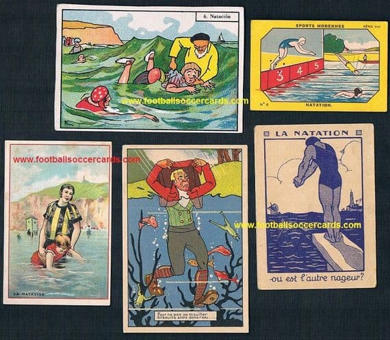 1900 -1930s rare swimming & pool related trade cards 5 from France & Spain
