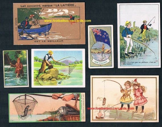 1900 -1950s fishing angling card collection French trade cards Cadbury Allen's etc