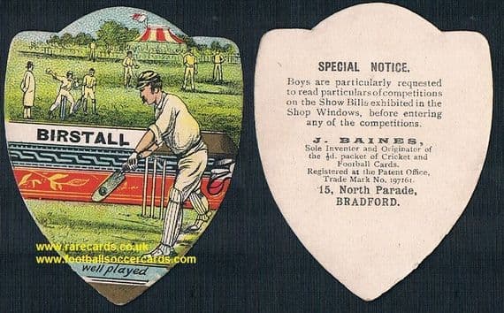 1900 Birstall cricket club on a Baines trade card