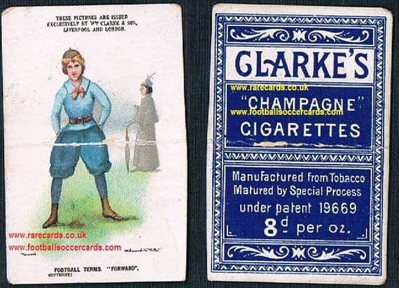 1900 Clarke & Son cigarette card football terms Forward women's soccer