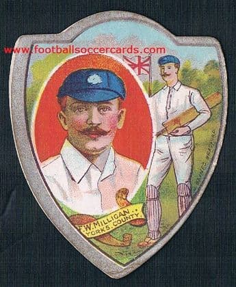 1900 Frank Milligan Yorkshire England cricketer superb Baines card! He died in 1900 Boer War 30 yrs!