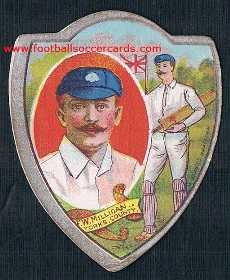 1900 Frank Milligan Yorkshire England cricketer superb Baines card! He died in 1900 Boer War 30 yrs!