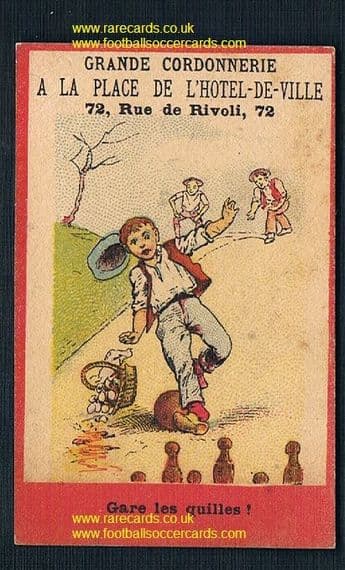 1900s 10 pin bowling antique sports Cordonnerie card from France