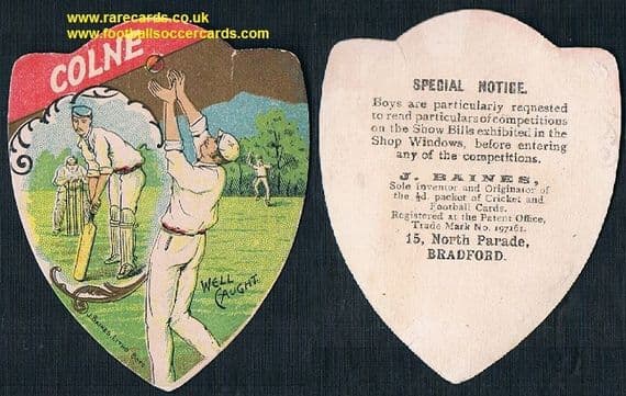 1900s Colne cricket club card by Baines