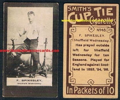 1901 Fred Spiksley LEGEND England Sweden Nuremberg Sheff Wednesday Smith's Cup Tie =rarest card