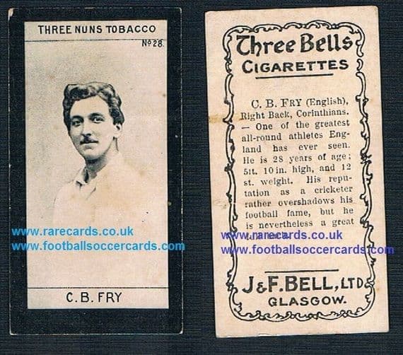 1901 J&F Bell Three Bells Tobacco Three Nuns Charles Burgess Fry card.