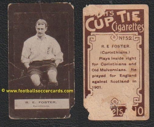 1901 Reginald Tip Foster Smith's brown Cup Tie England captain Corinthians soccer star & cricketer