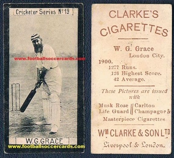 1901 W.G. Grace Clarke's tobacco Cricketer Series #19