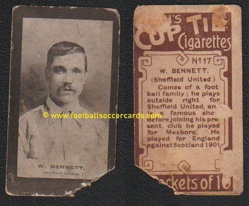 1901 Walter Bennett Sheffield United x2 FA Cup winner & League champion Smith's brown Cup Tie #17
