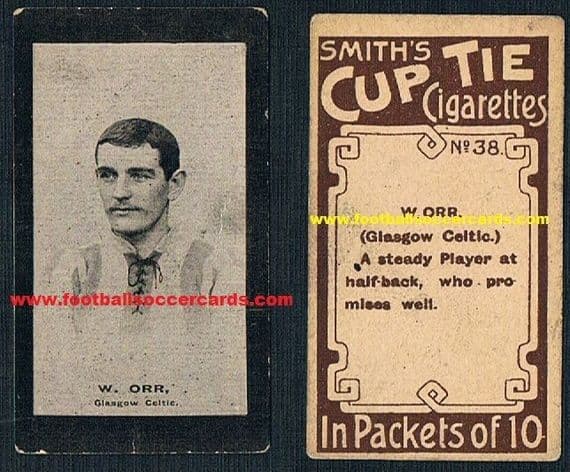 1901 Willie Orr Celtic, Preston Leicester City Smith brown-back Cup tie card