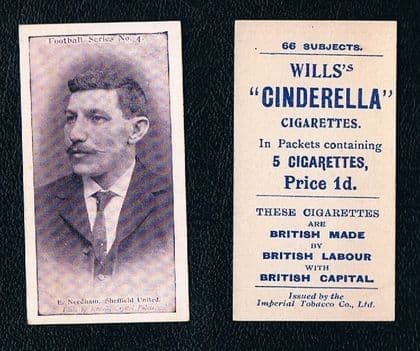 1902 Ernest Needham WILLS Woodbine Football Series 4 Sheff Utd - RARER "VIOLET" variety