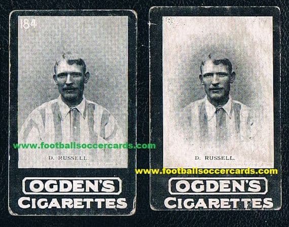 1902 Ogden's Tabs D series Russell Glasgow Celtic 2 variations of the same cards
