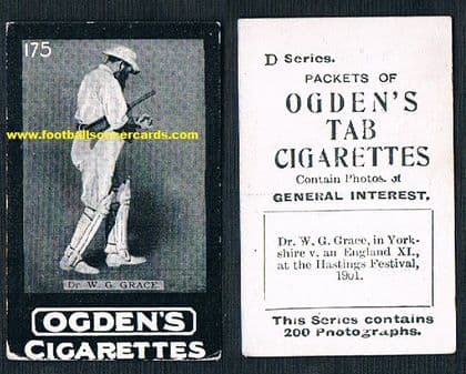 1902 W G Grace cricketer BETTER Ogden D Series General Interest card - the Babe Ruth of cricket!