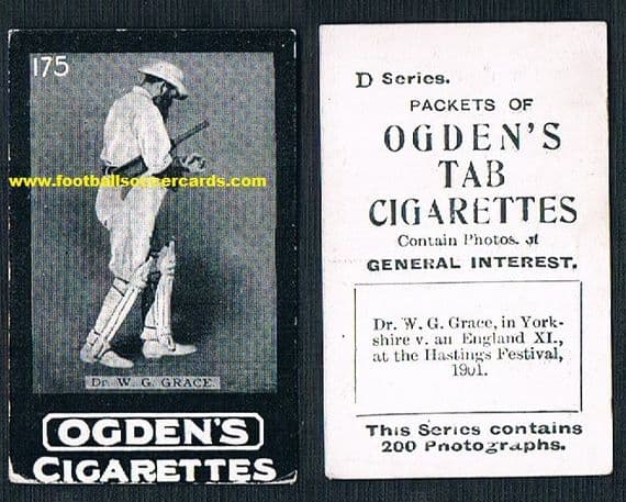 1902 W G Grace cricketer BETTER Ogden D Series General Interest card - the Babe Ruth of cricket!