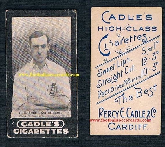 1904 Percy Cadle's Footballers series G. O. Smith of Corinthians & England cigarette card