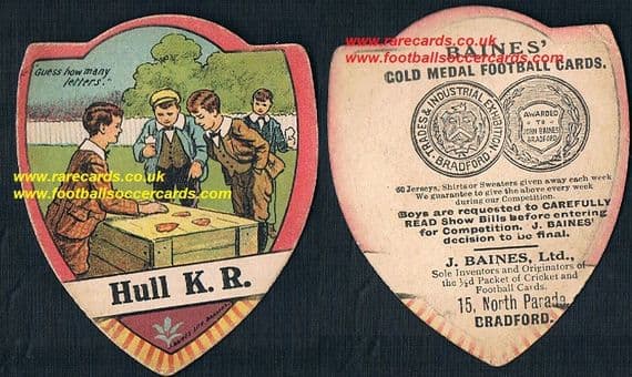 1905 Hull Kingston Rovers Baines game skagging card