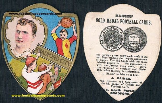 1905 Johnny McMillan Small Heath Birmingham Derby County and Bradford C, Leicester Gills Baines card