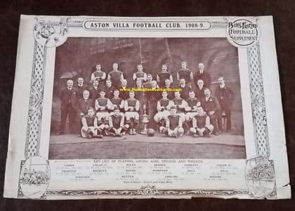 1908 -09 Boys Friend free gift original Supplement Aston Villa with Joe Bache  SOLD