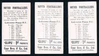 1908 Cope Bros x3 cards TRAVIS KING & WALKER Leicester Fosse City Clips Noted Footballers 282-set