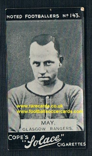 1908 Cope Bros. Solace cigarette 143 May Glasgow Rangers