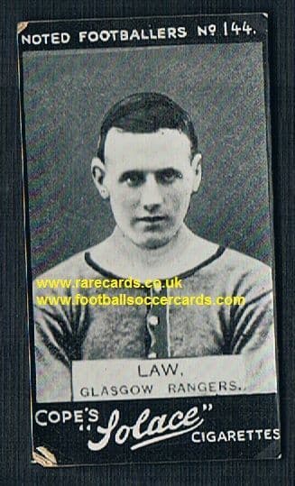 1908 Cope Bros. Solace cigarette 144 Law Glasgow Rangers