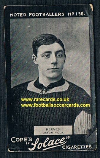 1908 Cope Bros. Solace cigarette 156 Reeves Aston Villa