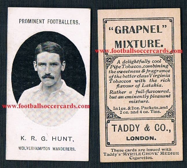 1908 Reverend Hunt ROOKIE ! Wolves Taddy footnote  GB Olympic gold Corinthians England International