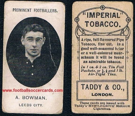 1908 Taddy Adam Bowman Leeds City Everton Brentford Blackburn Pompey Prominent Footballers
