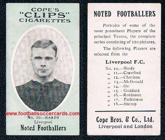 1909 Cope Bros Sam Hardy Cope's Clips 120 card rookie Liverpool