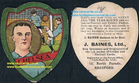 1909 Jimmy Windridge Small Heath Brum Chelsea Middlesbrough & England Baines card