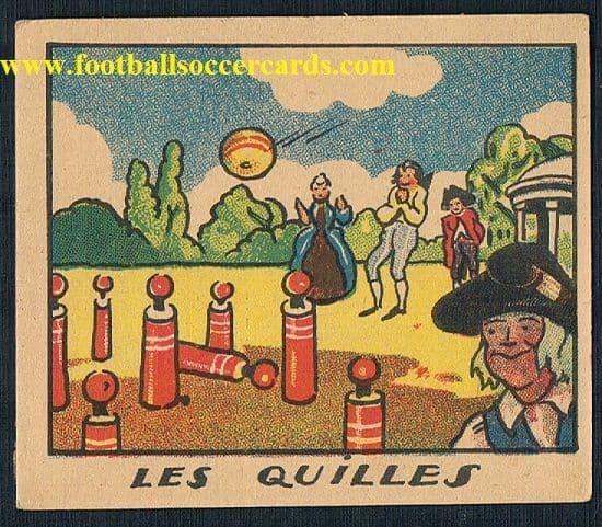1910 -20 historic bolws card by Phosphatine - antique Bowling trade card from France - AMR see rear