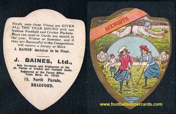 1910 Ackworth near Wakefield & Pontefract cricket & hockey club Baines shield card