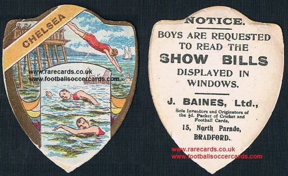1910 Chelsea swimming club Baines sports card