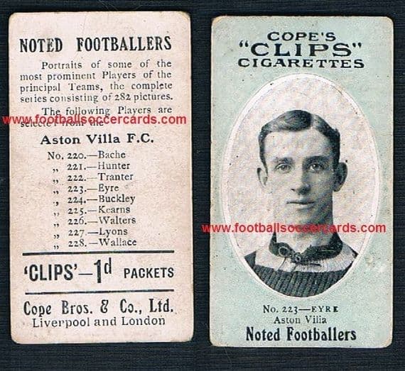 1910 Cope Brothers Noted Footballers 282 series Eyre Aston Villa 223