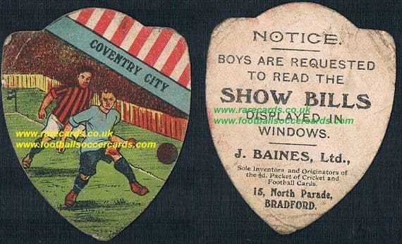 1910 Coventry City card by Baines of Bradford