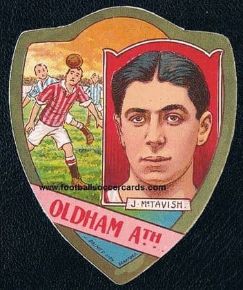 1910 John McTavish rookie SPURS Falkirk NEWCASTLE UNITED Oldham Athletic Baines proof card hand cut