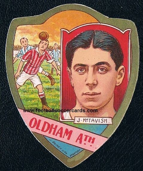 1910 John McTavish rookie SPURS Falkirk NEWCASTLE UNITED Oldham Athletic Baines proof card hand cut
