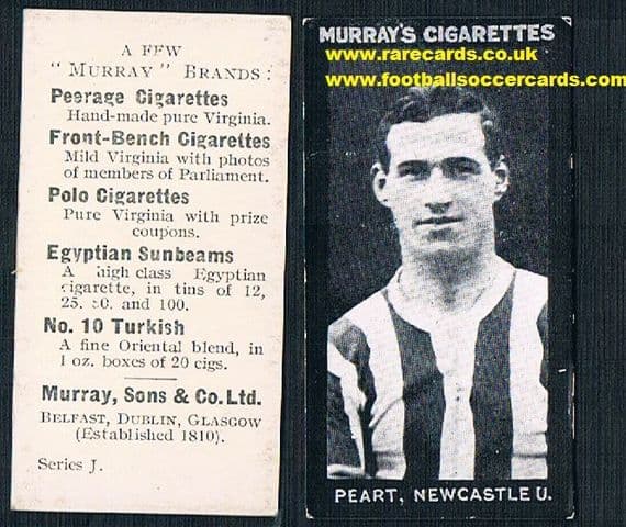 1910 Murray's Cigarettes Peart Footballers series J Newcastle United