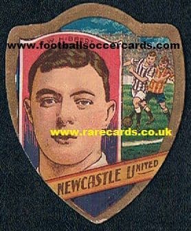 1910 Newcastle United Hibbert Baines of Bradford shield card