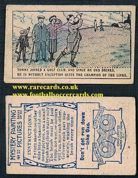 1910 Oxo golf trade card mystery painting 22 golfer