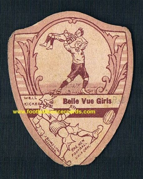 1910's -20 Women's soccer team Girls Ladies football Belle Vue club rare Baines card